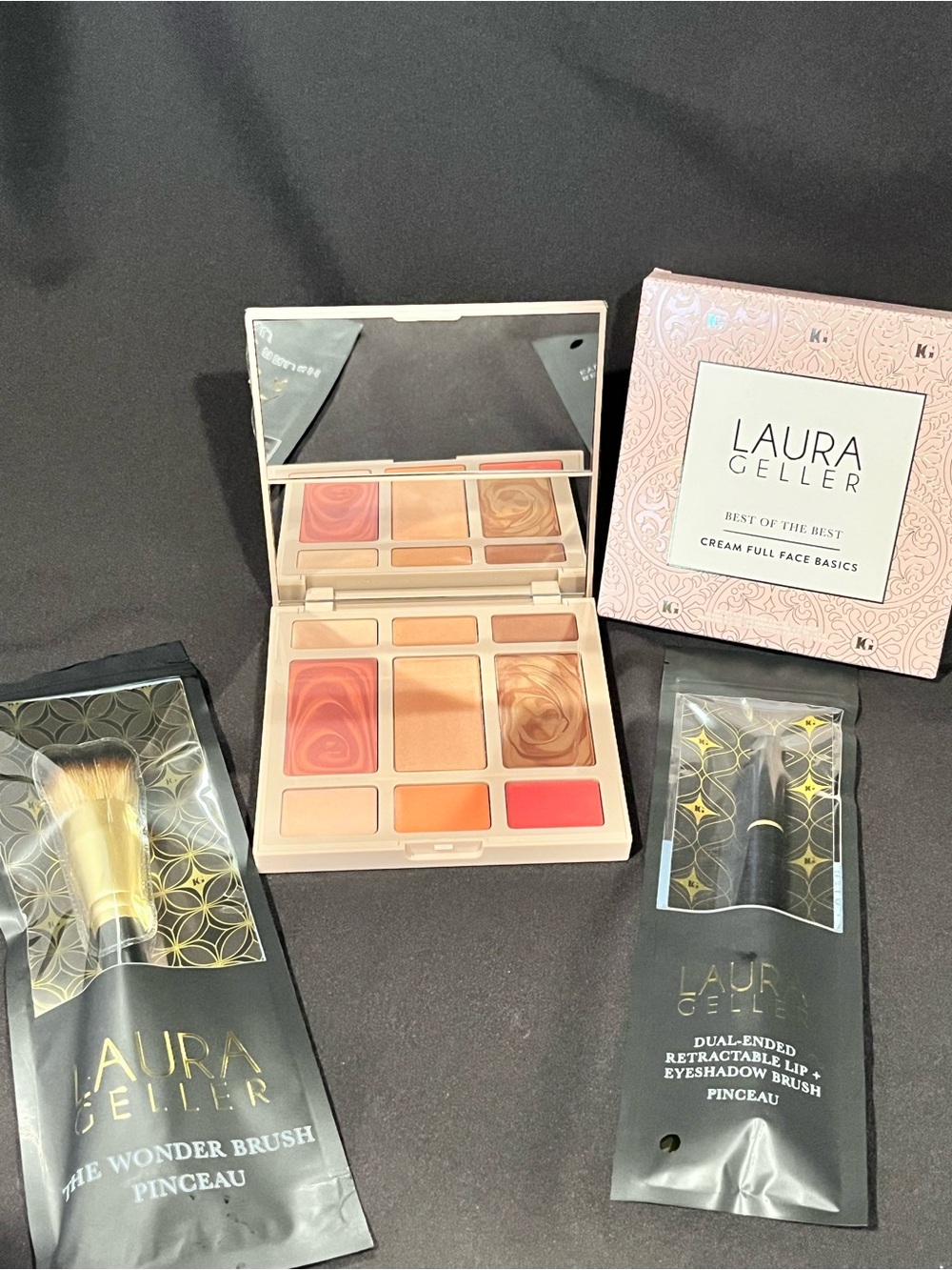 LAURA GELLER NEW YORK Best of the Best Cream Makeup Palette & Brush Set (3 PC)